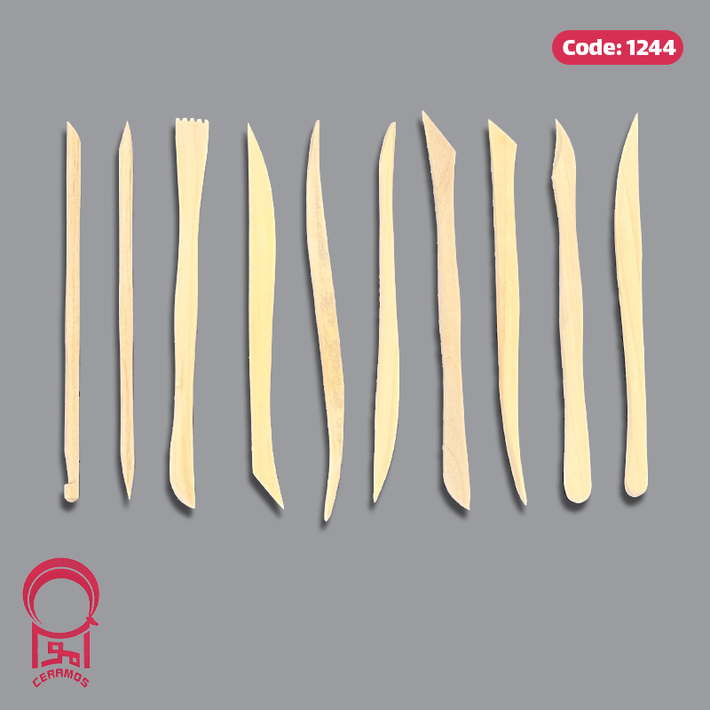 ابزار شکل دهی چوبی ظریف کار با دست - بسته 10 عددی - کد 1244