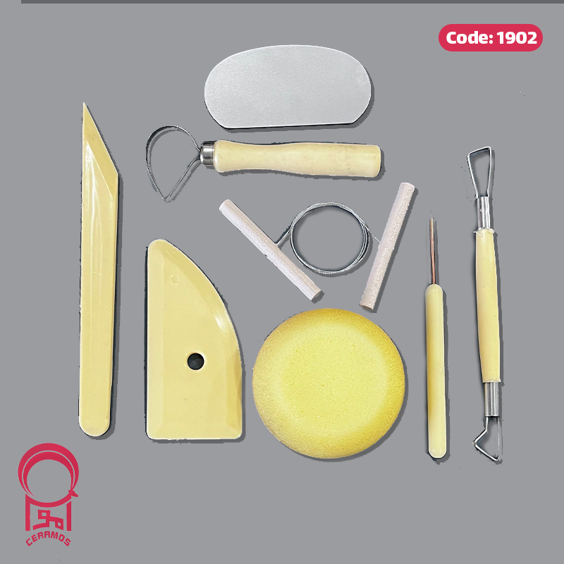 کیت ابزار سفالگری پلاستیکی 8 تایی - کد 1902